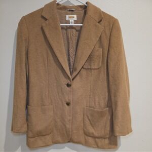 Talbots Vtg Women's Pure Camel Hair  Jacket Tan Blazer Sz 8P Made In Italy